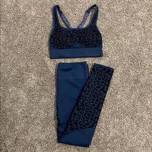 Blue and Black Leopard Print Fabletics Set